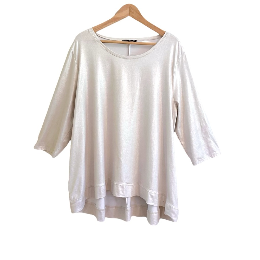Kozan Pearl Effect Shimmer White Silver Tunic Top FLAWS 1x